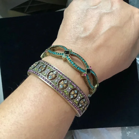 Heidi Daus Mosaic Masterpiece Crystal Bangle Bracelet SZ S/M